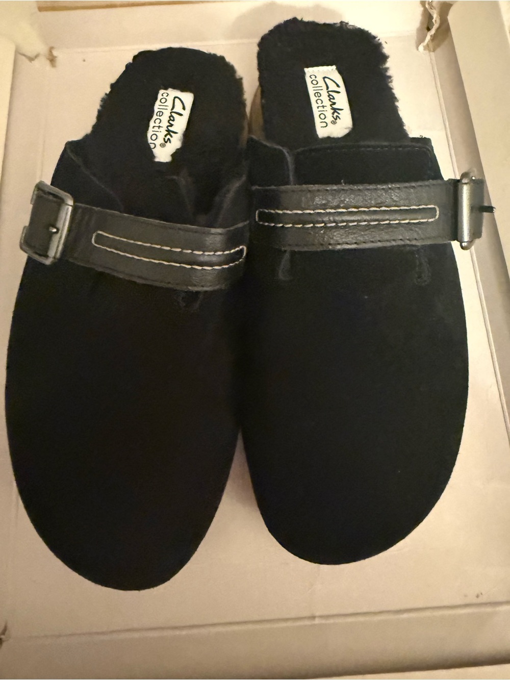 Clark’s Brynn Women's Black Suede Slip-On Mule with Buckle
